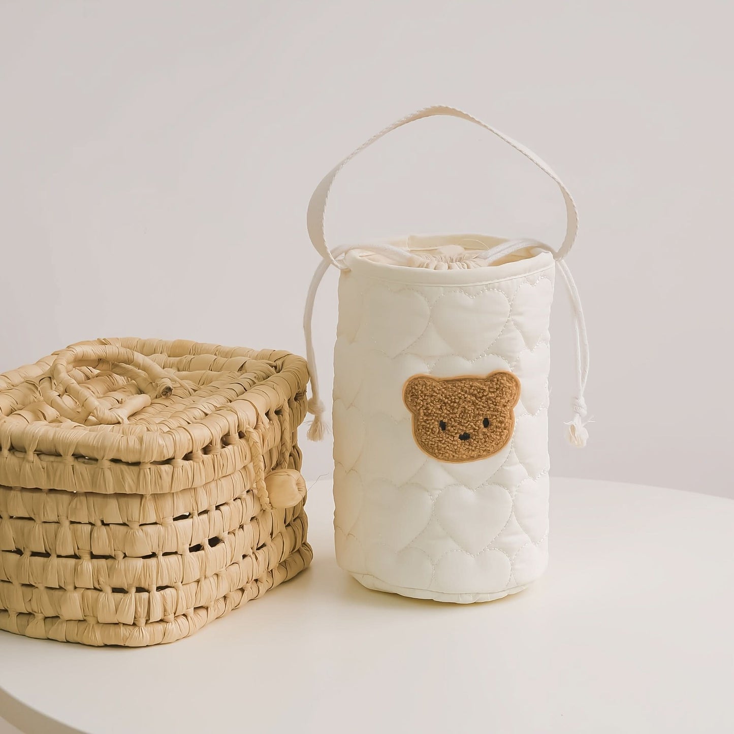 Bear Print Diaper Storage Bag – Portable Drawstring Pouch