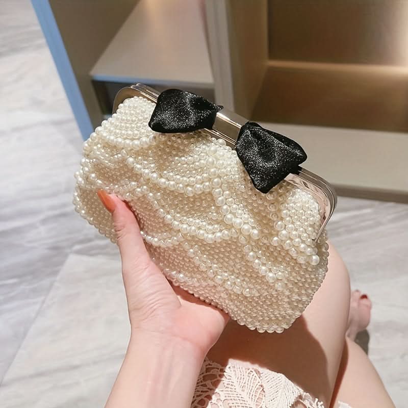 Mini Pearl Beaded Clutch Bag for Women