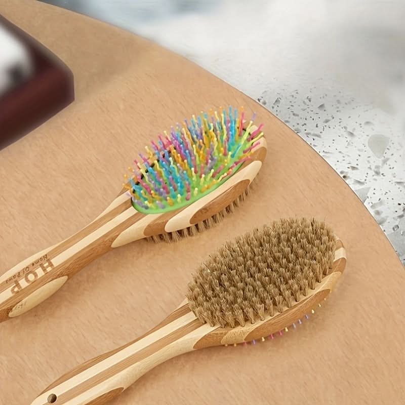 Dual-Sided Pet Grooming Comb for Dogs & Cats - TPU Bristle Brush for Shedding and Detangling, Gentle on Skin