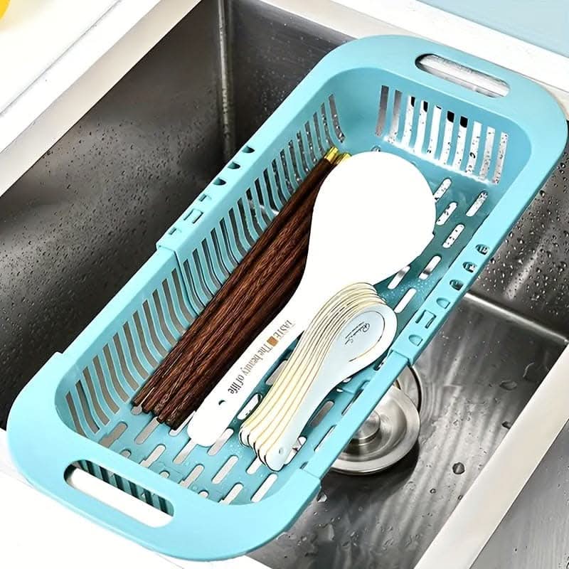 Adjustable Over-the-Sink Colander – Multifunctional Plastic Drain Basket