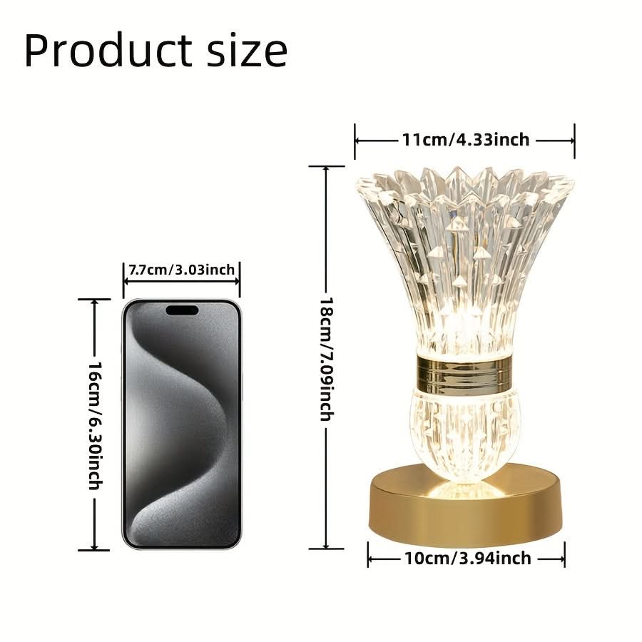 Modern LED Crystal Table Lamp - 3-Color Dimmable Lighting