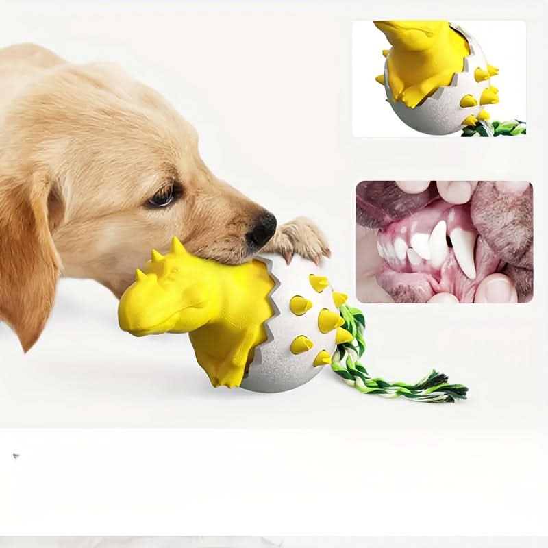 Dinosaur Egg-Shaped Dog Chew Toy – Durable Rubber Dental Toothbrush