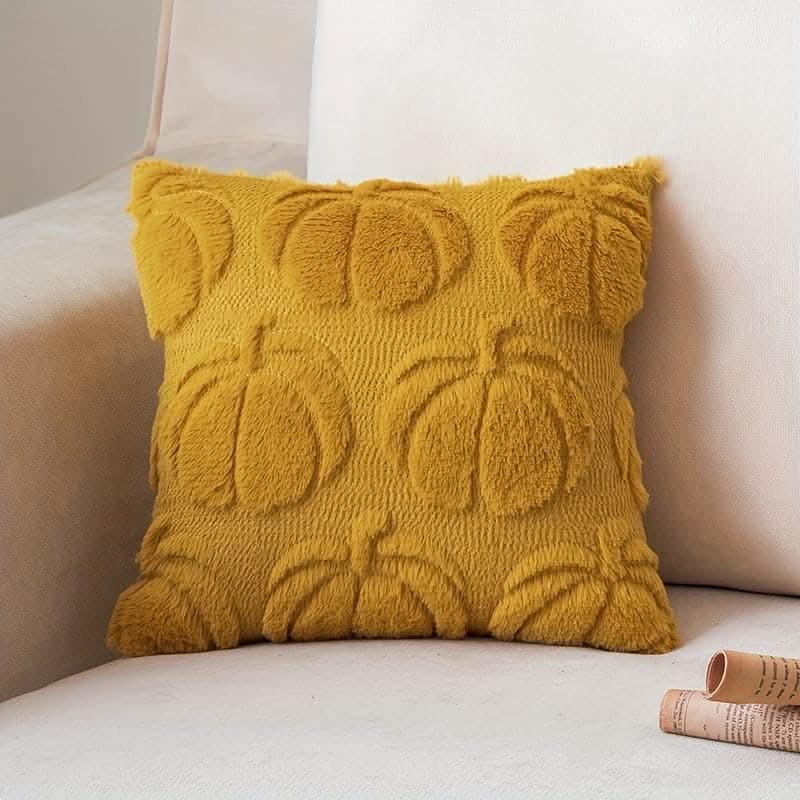 Chic Pumpkin Geometric Wool Cushion Cover