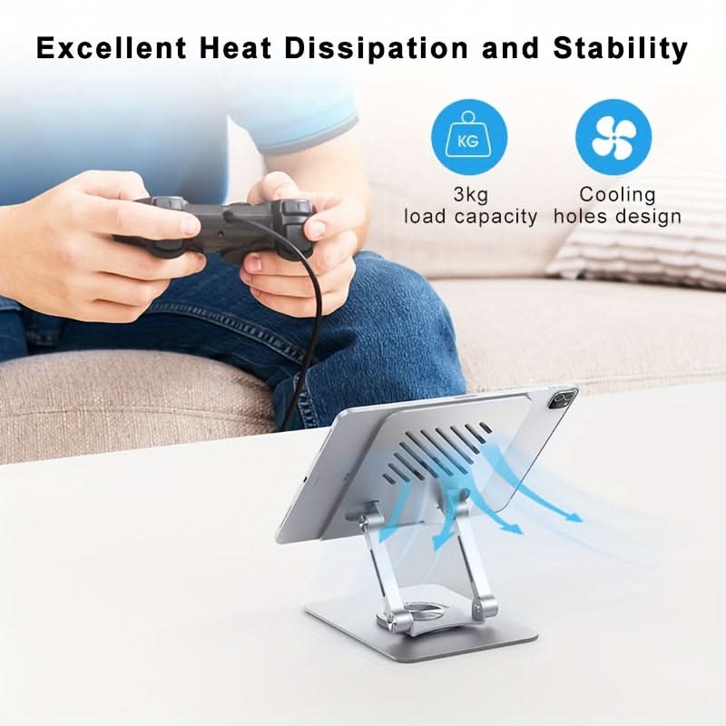 Adjustable Aluminum Tablet Stand with 360° Rotation