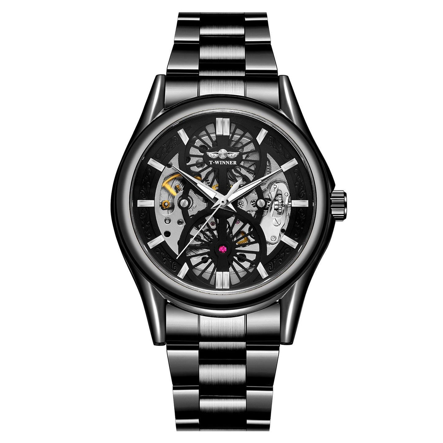 Winner Skeleton Automatic Mechanical Watch for Men – Stainless Steel Waterproof Timepiece