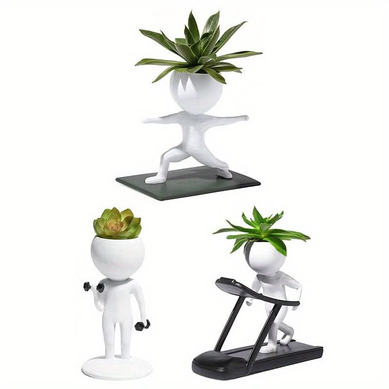 Resin Sports Figurine Planter – Unique Mini Succulent Pot