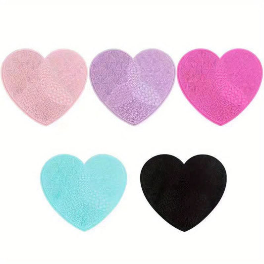 Heart-Shaped Silicone Makeup Brush Cleaning Mat - 4 pieces