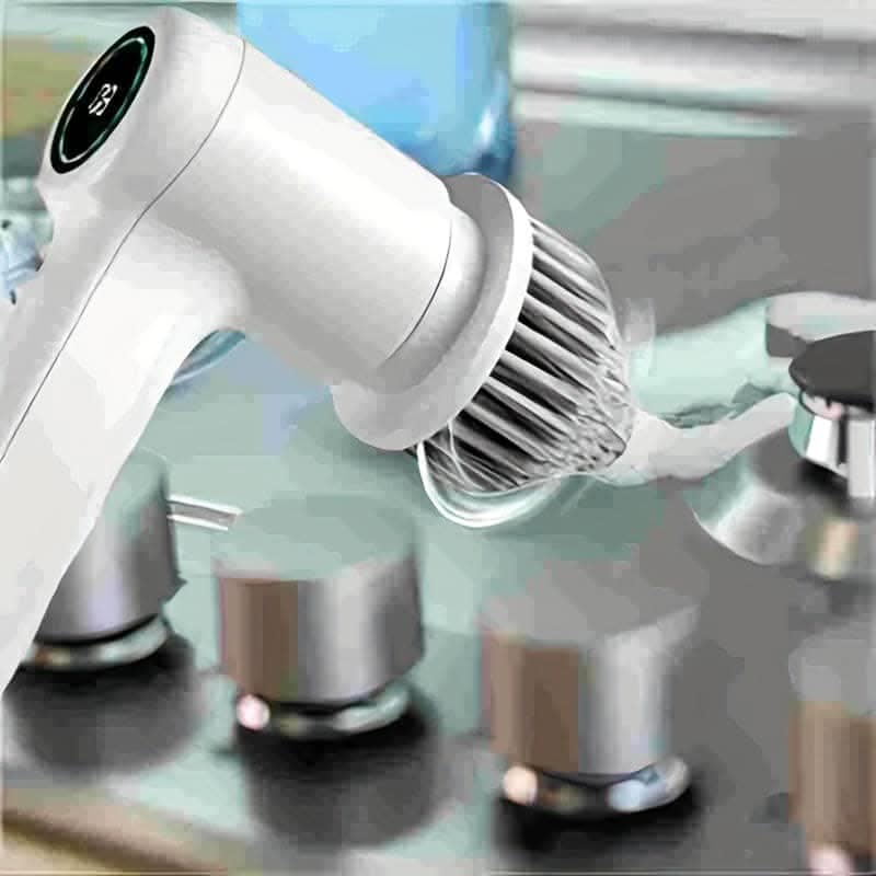 Bathroom Scrubber with 5 Brush Heads - 2 Speeds & LED Display