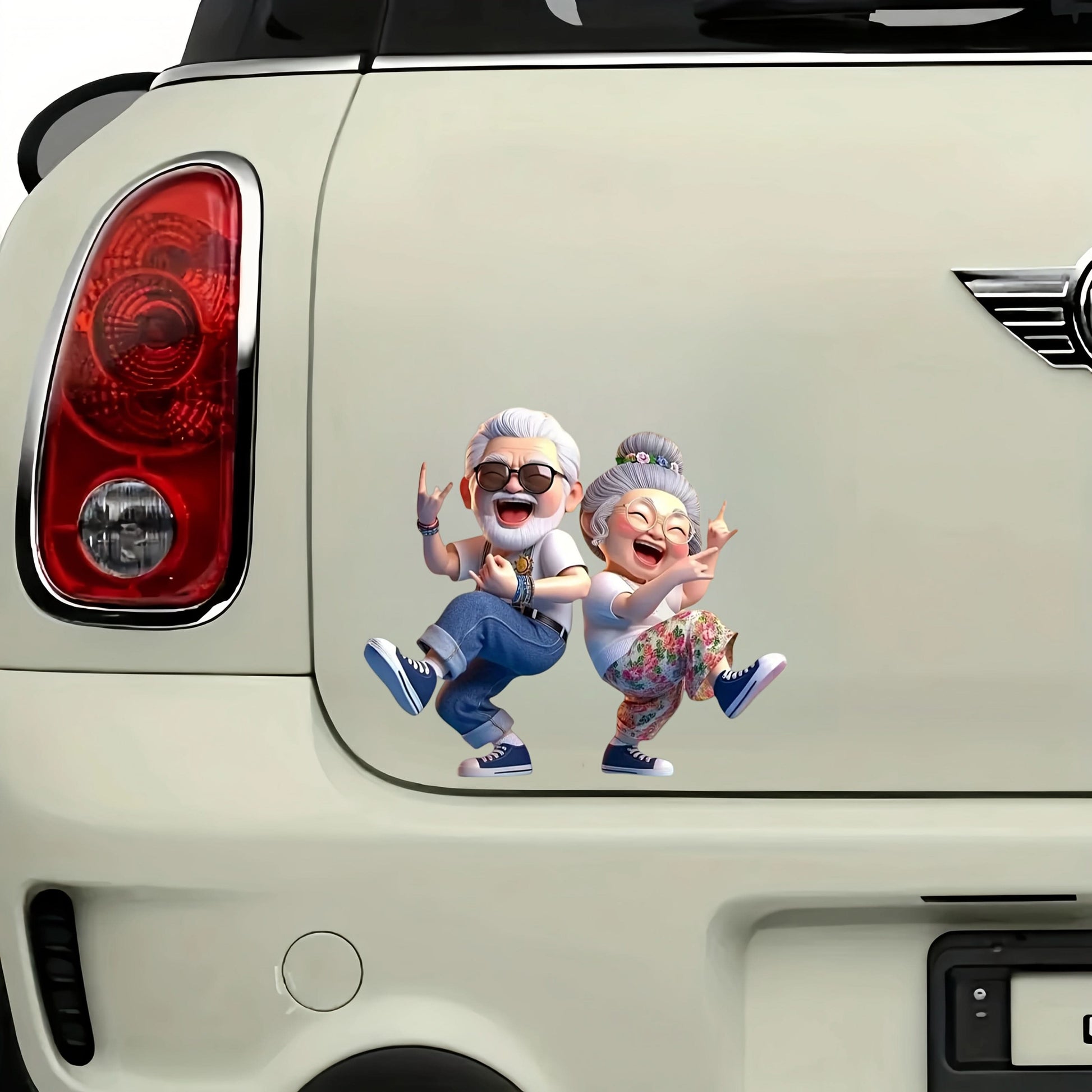 Dancing Senior Couple Car Waterproof Sticker for Bumper, Wall, Laptop & More