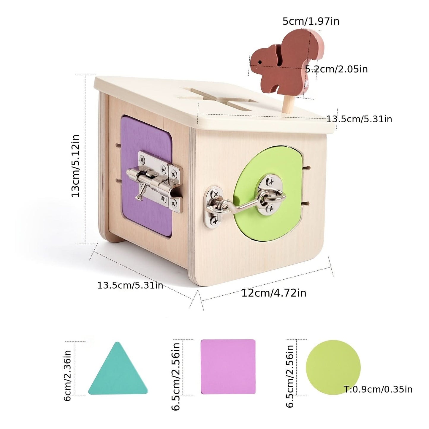 Wooden Shape Sorting Lock Box Toy – Early Education Activity Set for Toddlers