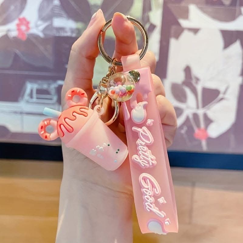 Cute Candy Color Ice Cream Cup Keychain – Silicone