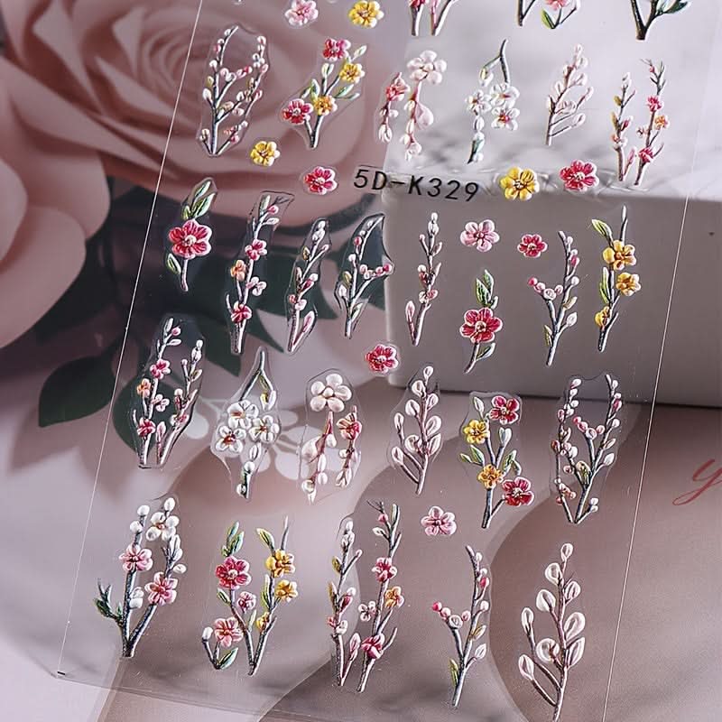 3-Piece 5D Embossed Nail Stickers Set