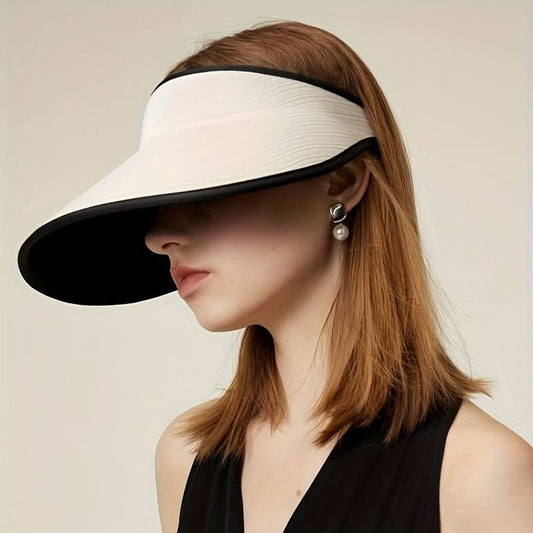 Women’s Embroidered Sun Visor Hat – UPF 50+ UV Protection, Elastic Fit, 100% Polyester