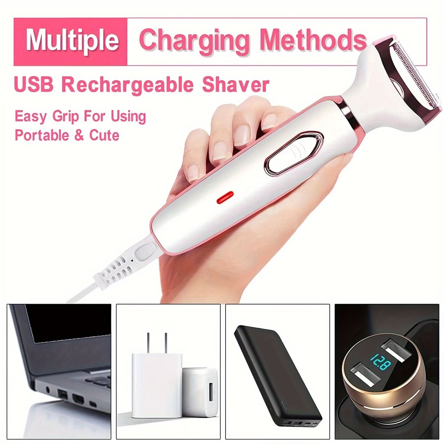 4-in-1 Electric Hair Remover for Women – USB Rechargeable Trimmer Facial, Bikini, Nose & Body Grooming Kit