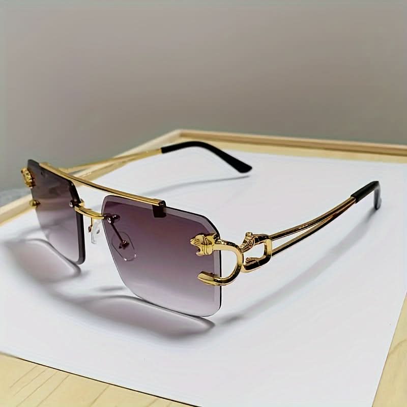 Vintage-Inspired Large Square Rimless Fashion Glasses