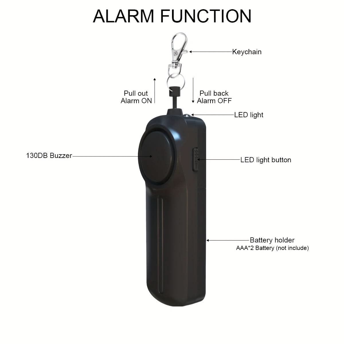 130dB Personal Safety Alarm Keychain with Light
