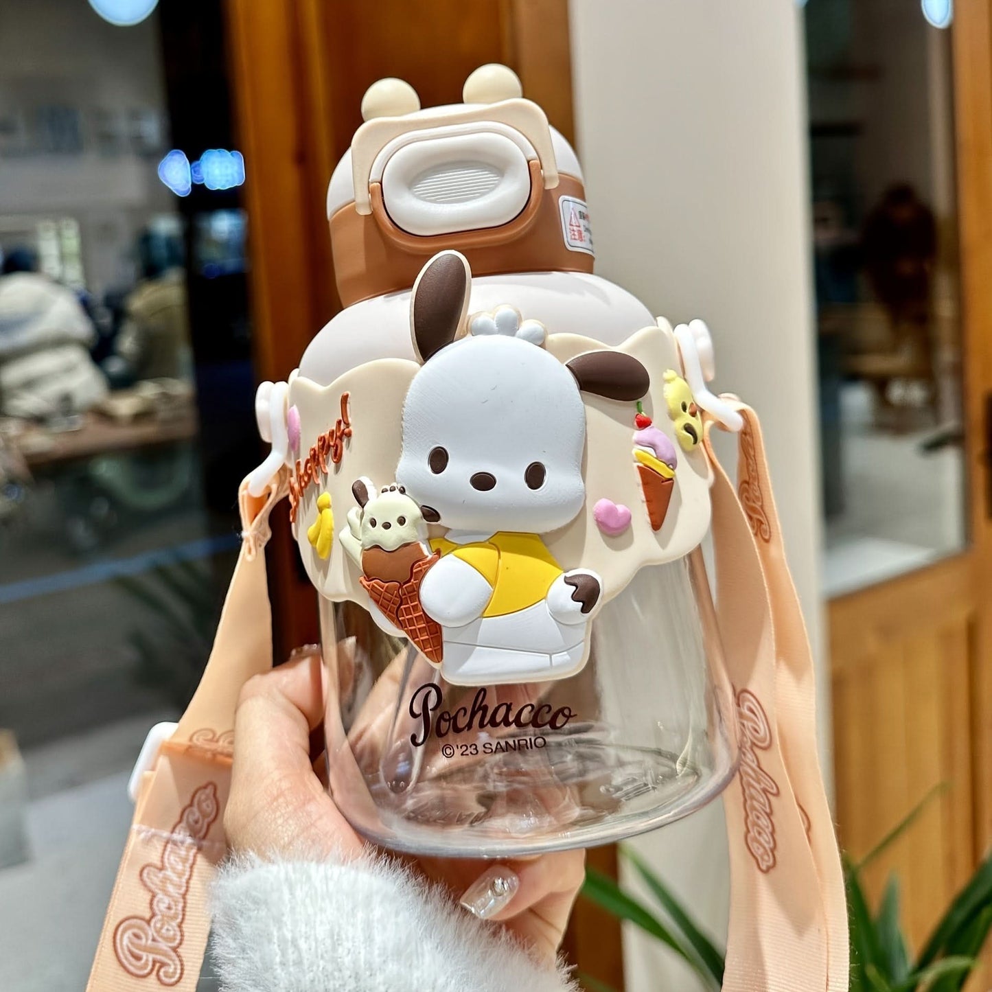 Sanrio Cartoon Character Water Bottle with Straw