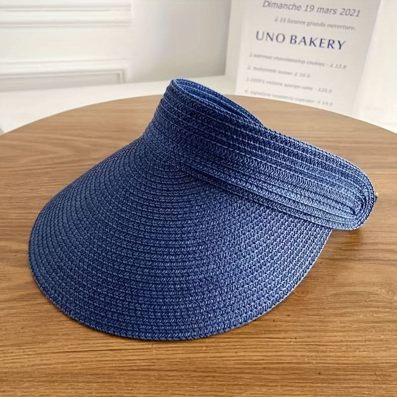 Women’s Foldable Straw Sun Visor – Wide Brim Roll-Up Beach Hat