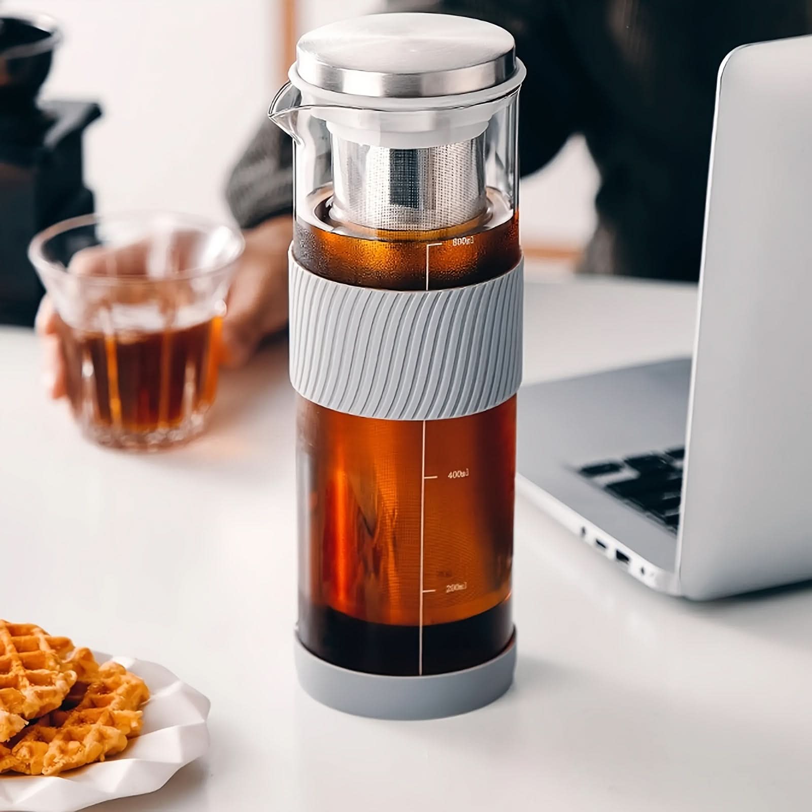 Portable Cold Brew Coffee Maker – 27oz Glass Tea Infuser