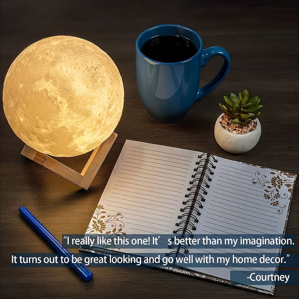 3D Printed Color-Changing Moon Lamp, USB