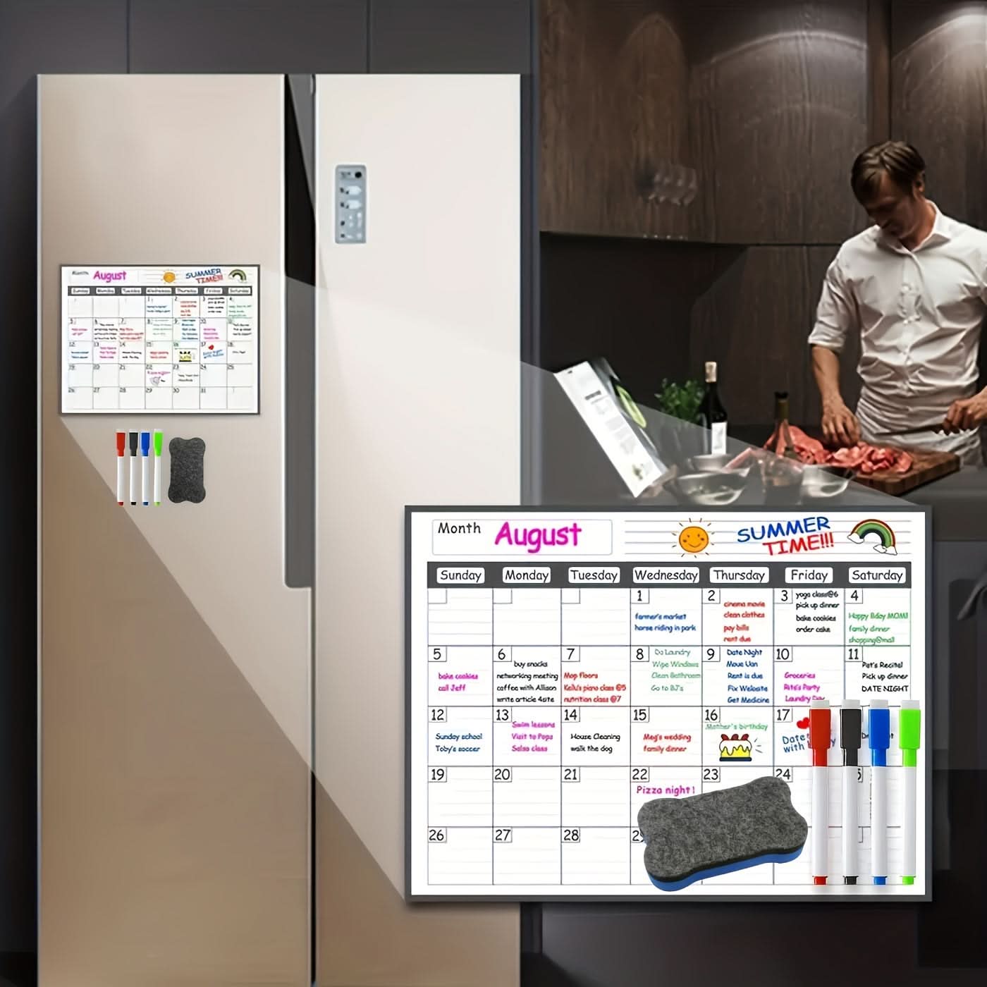 Magnetic Erasable Monthly Planner Calendar for Fridge