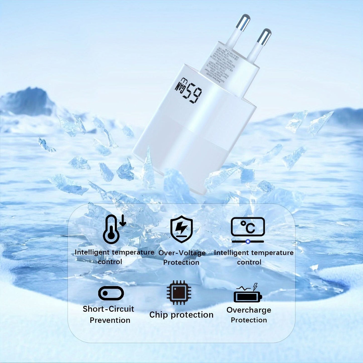 65W GaN USB-C PD Charger - Fast Charging for Laptop, iPhone, MacBook