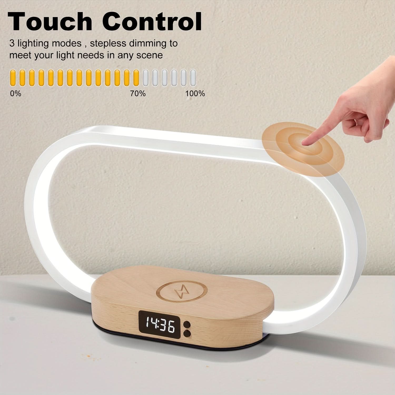 10W Wireless Charging LED Desk Lamp with Touch Control