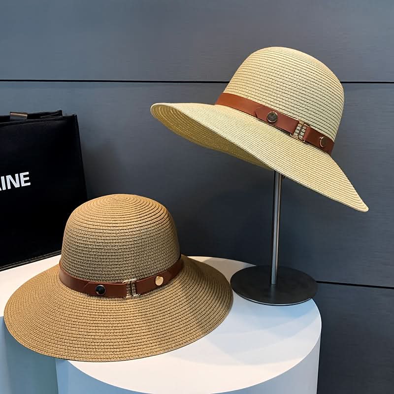 Women's Wide Brim Straw Sun Hat – Khaki Summer Beach Hat
