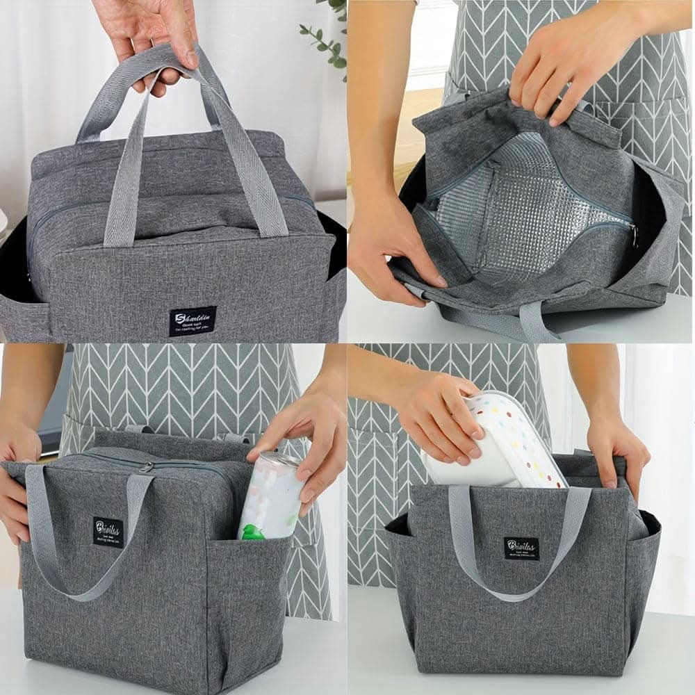 Canvas Insulated Lunch Bag -  Perfect for Office, School, Travel, and Picnic