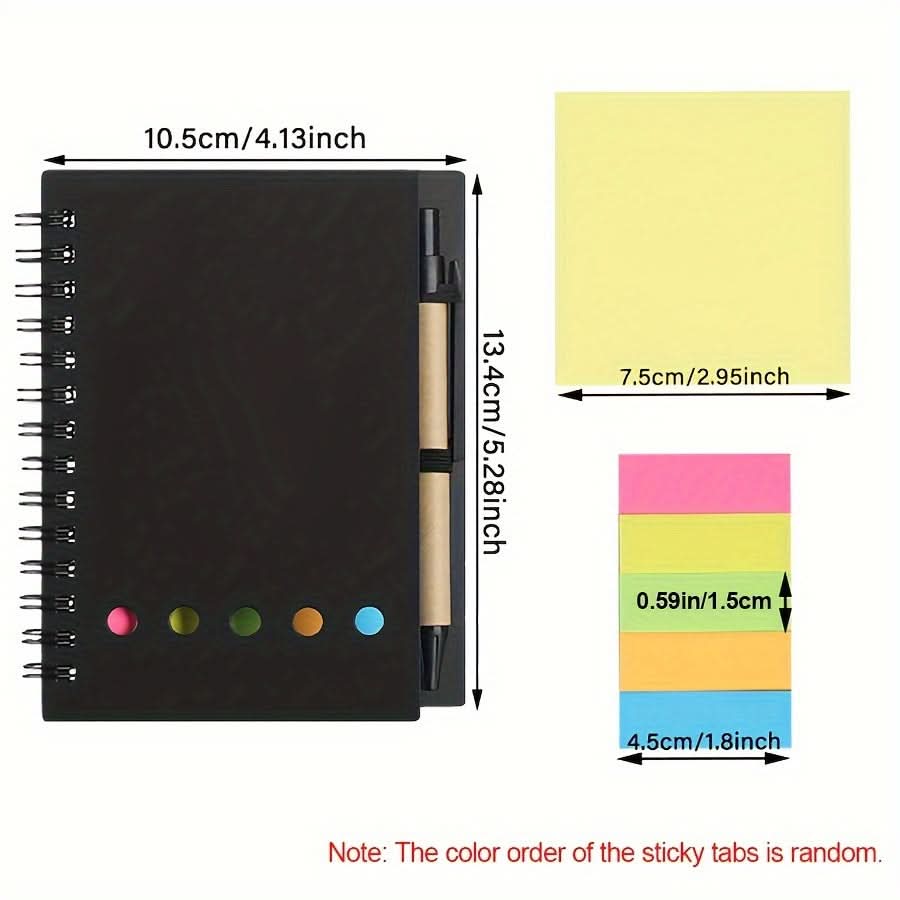 4-Pack Small Spiral Notebooks with Pen Holder