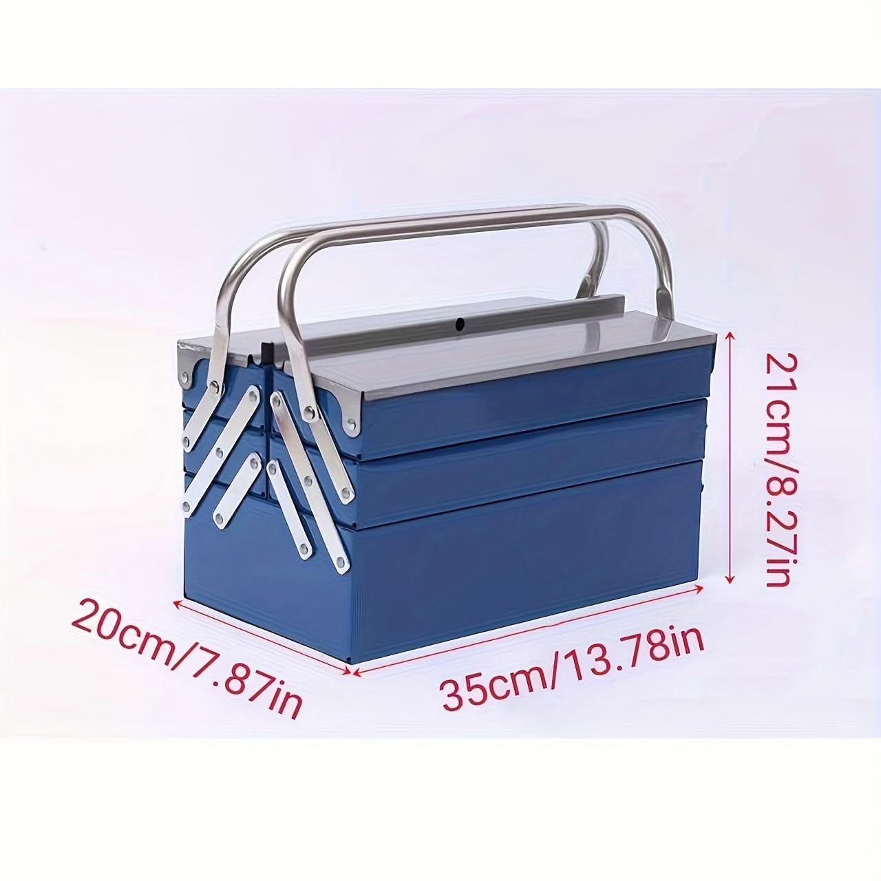 3-Layer Metal Toolbox with Portable Handle