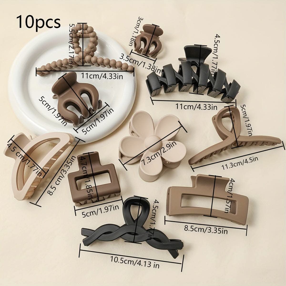 10-Pc Colorful Geometric Flower Hair Claw Set – Stylish & Durable Hair Clips