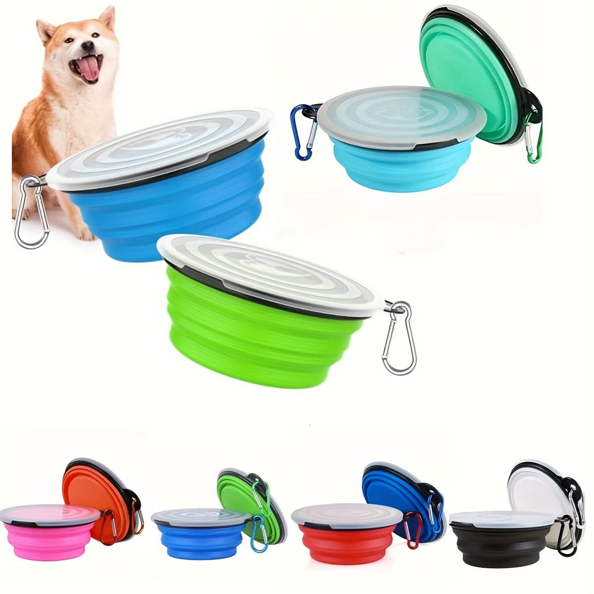 3-Pack Foldable Dog Travel Bowls