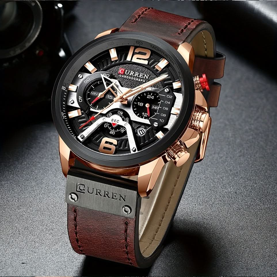 Men's Business Chronograph Watch – Waterproof Analog Quartz Wristwatch