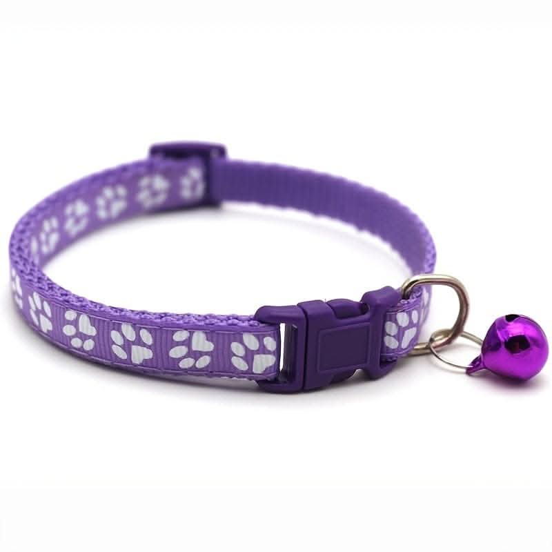 Adjustable Bell Collar with Paw Print Design