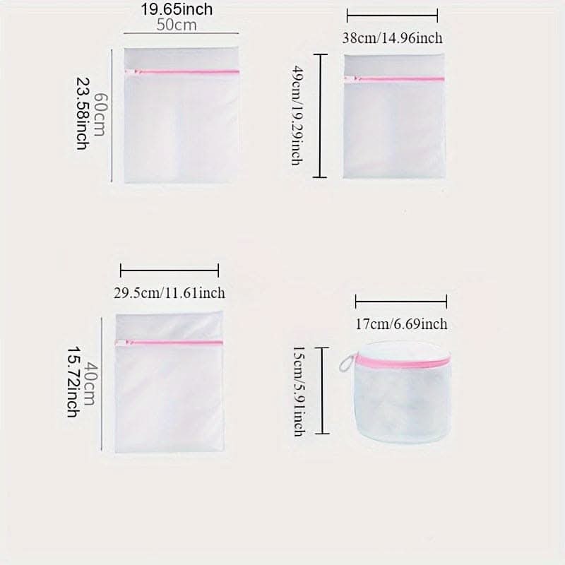 4-Pack Premium Laundry Mesh Bags with Zippers