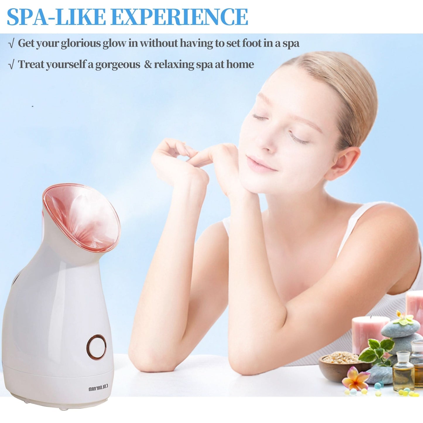 Nano Ionic Facial Steamer for Women – Home Spa Kit with Acne Tools & Headband