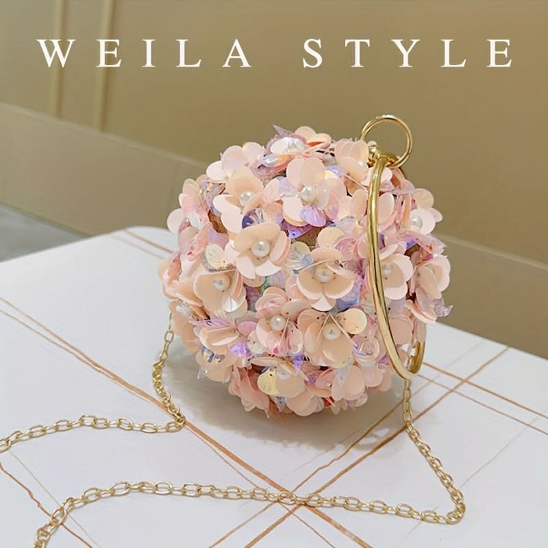 Rose Gold Rhinestone Evening Clutch Bag