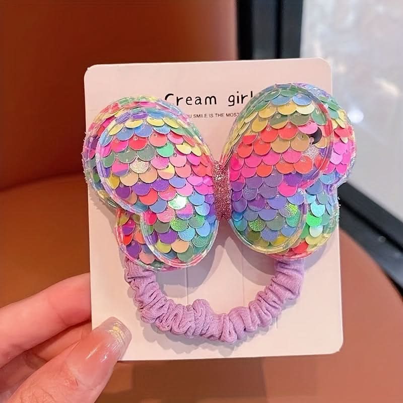 6PCS Sequin Bow Hair Ties for Women