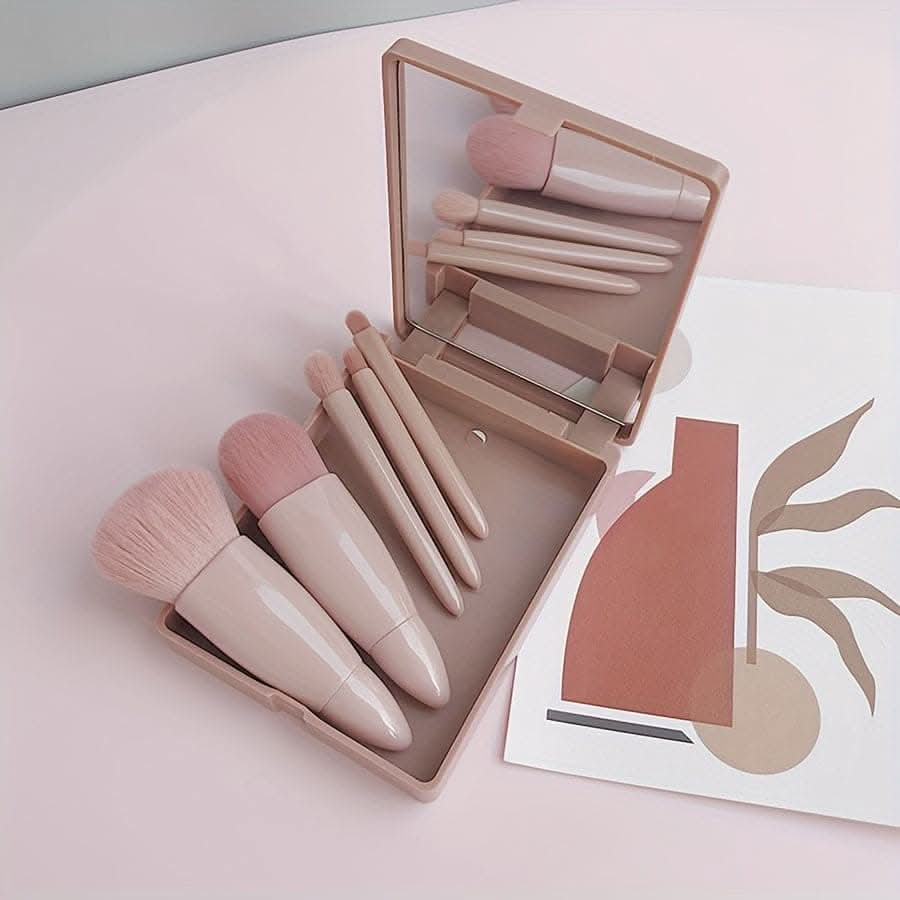 5-pack mini travel portable box with mirror and makeup brushes