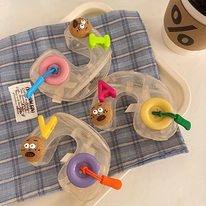 5Pcs Button Biscuit Hair Claw Clips Set