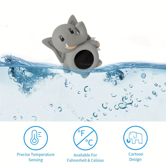 Cute Elephant Thermometer, 3-in-1 LED Display for Room, Bathroom & Pool