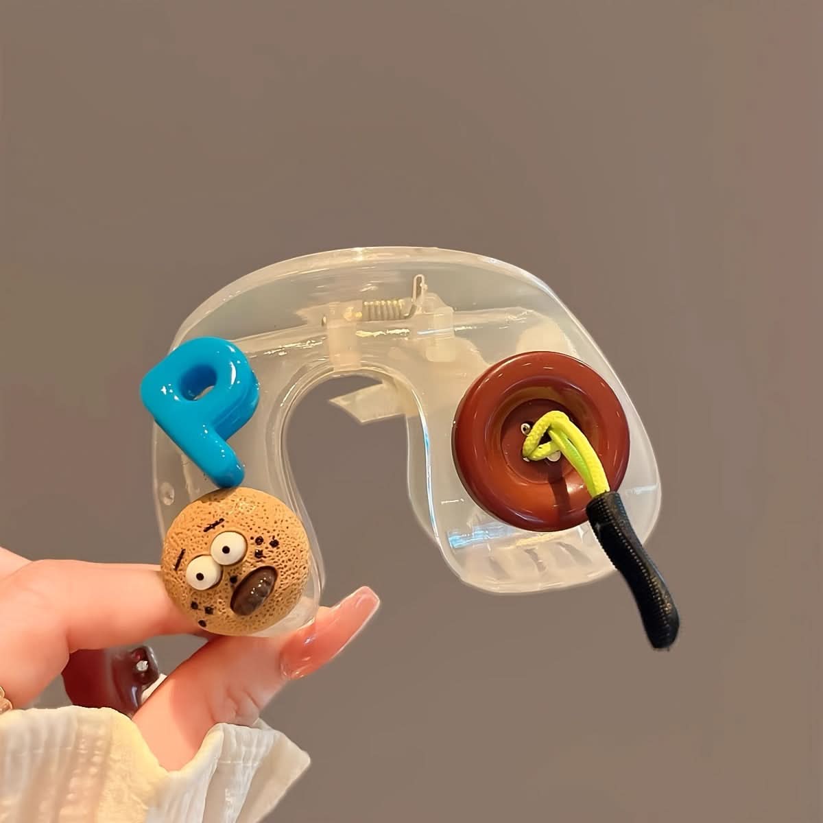 5Pcs Button Biscuit Hair Claw Clips Set