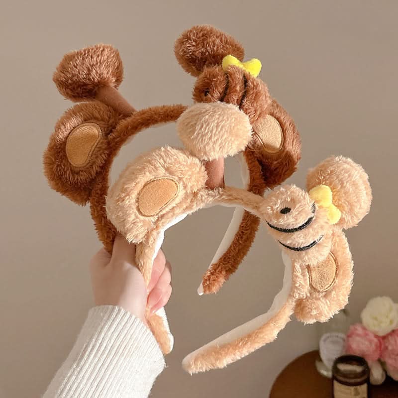 4pcs Plush Animal Ear Headbands, Non-Slip Hair Hoops