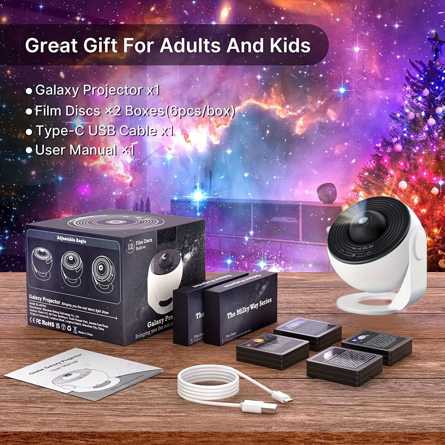 Star Projector Lamp with 13 Films & Touchpad Control