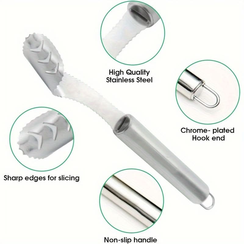 Stainless Steel Pepper Corer & Seed Remover – Dual-Function Serrated Cutter