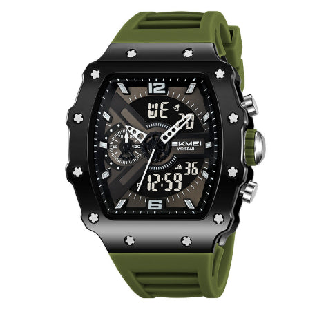 Skmei 2398 Multifunctional Dual Displays Stylish Barrel-shaped Case watch for Men