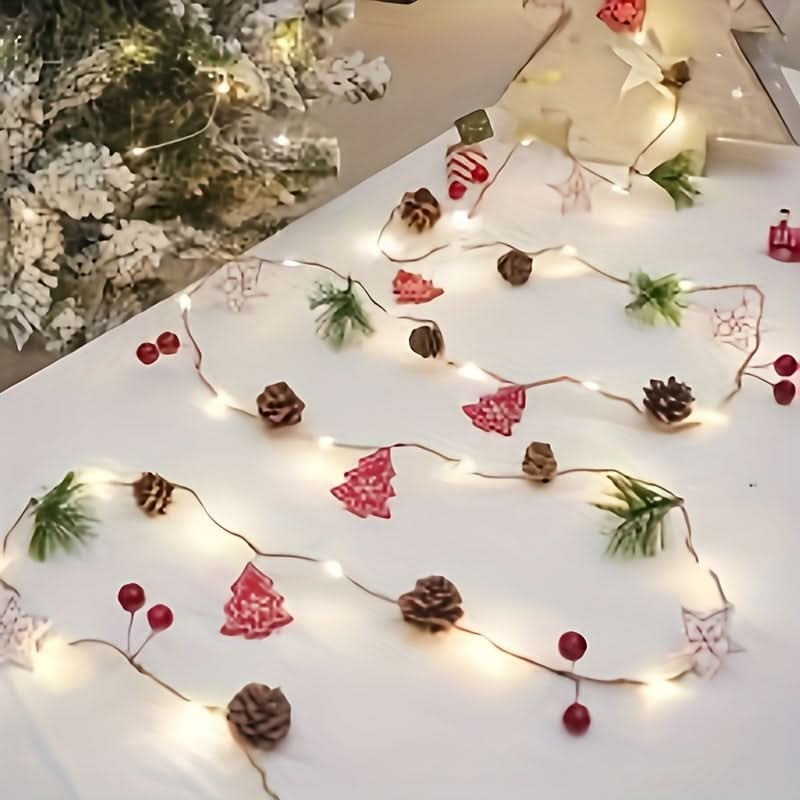 Christmas LED Decorative String Lights with Pinecones
