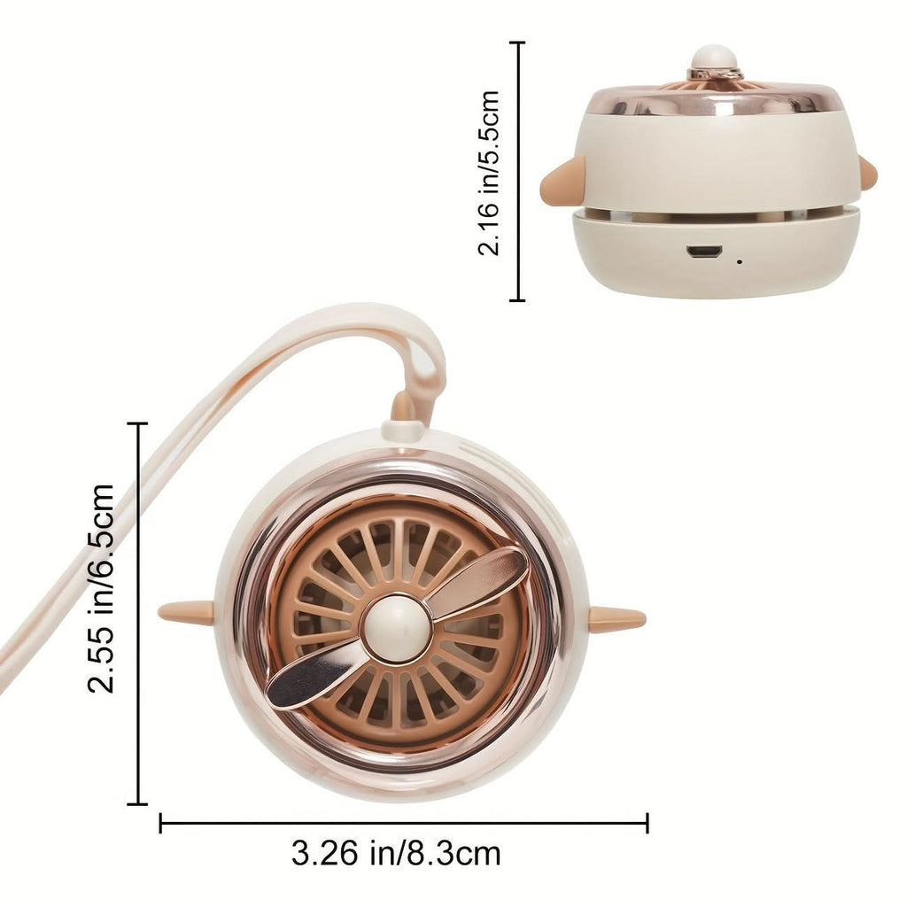 Lotus Pink Wearable USB Fan – Hands-Free Rechargeable with Power Display