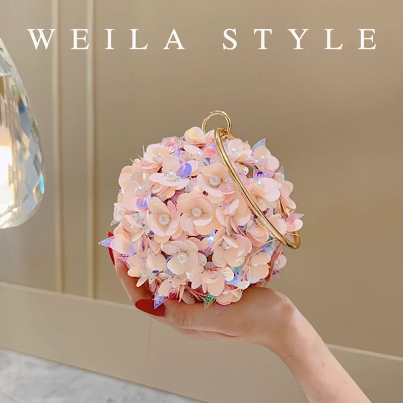 Rose Gold Rhinestone Evening Clutch Bag